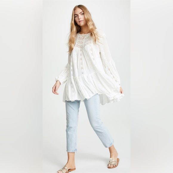SOLD Free people kiss kiss white embroidered tunic - Picture 9 of 12
